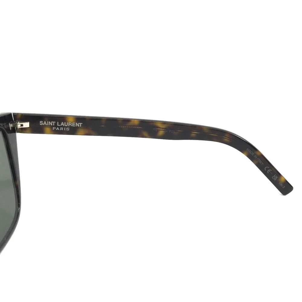 Saint Laurent Sunglasses SL 1 SLIM 002 Dark Tortoise Frames w/ Green Lenses